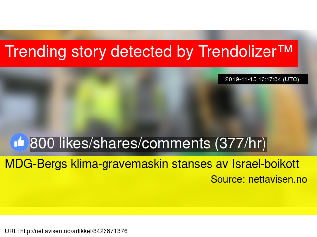 Mdg Bergs Klima Gravemaskin Stanses Av Israel Boikott